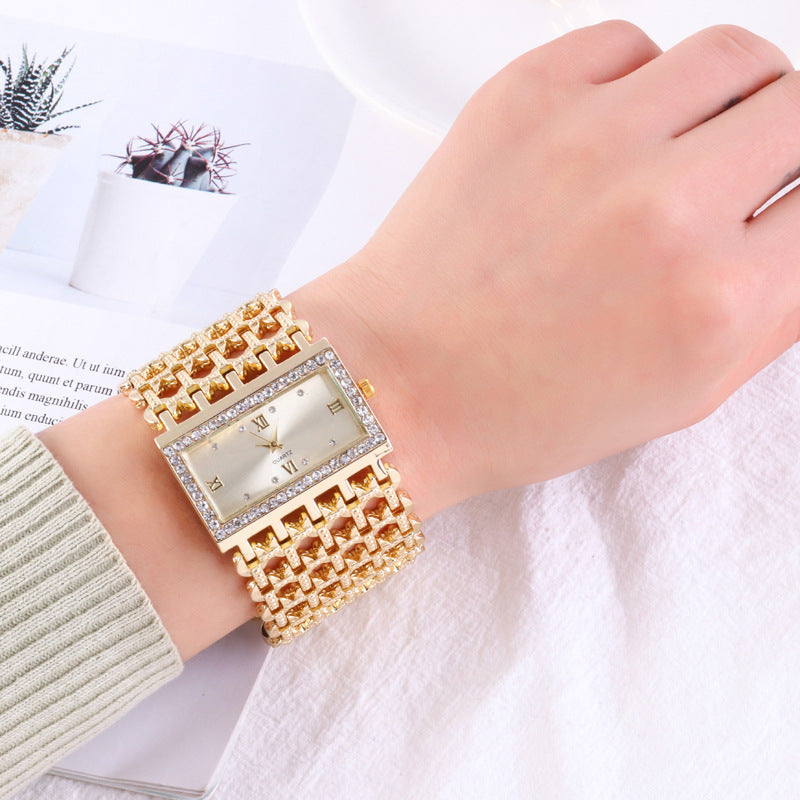 Women's Steel Band Diamond Watch Square Roman Rhinestone 20% off
