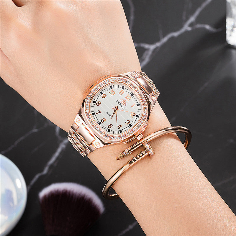 Simple Atmosphere Diamond-studded Ladies Waterproof Watch 50% off