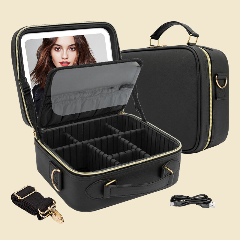 Makeup Case With Light Black US free shopping