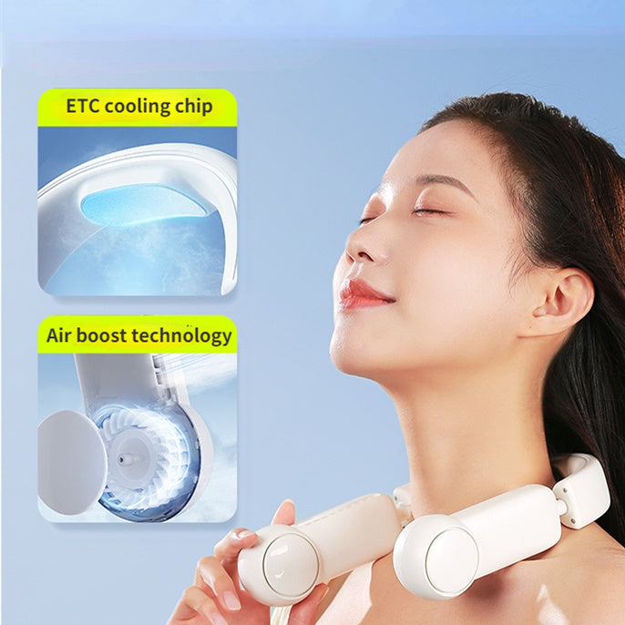 Rechargeable Leafless Hanging Fans Air Cooler Cooling Wearable Neckband Fans FAIJO