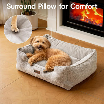 MEWOOFUN Medium Dog Bed - 31.5x23.6x9.5 Inch Washable Rectangle Pet Bed With Warming & Calming Features, Anti-Slip Bottom For Puppies FAIJO