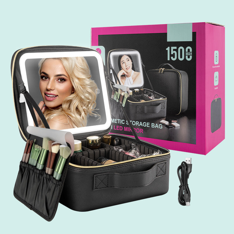 Makeup Case With Light Black US free shopping